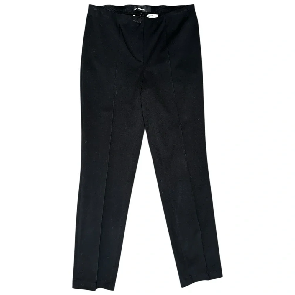 CAMBIO Women’s Size 2 Black Ros Techno Stretch Pin Tuck Seamed Trousers Pants